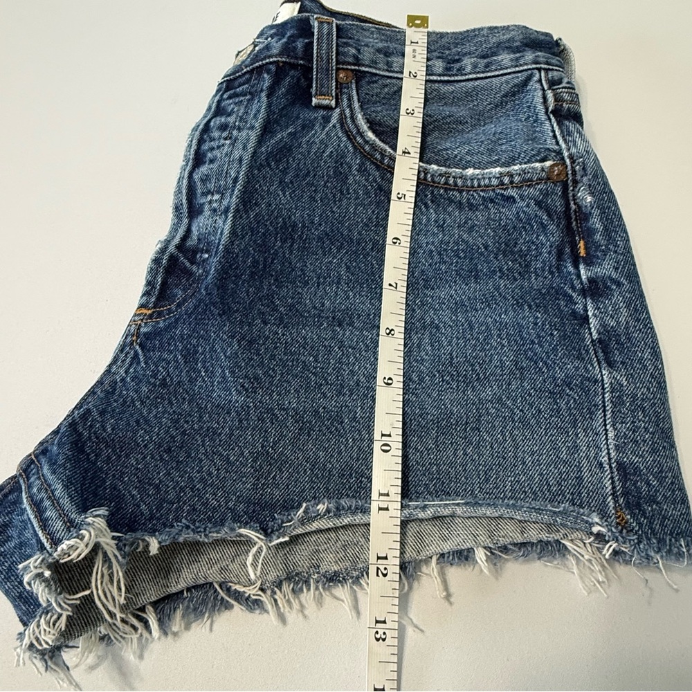 Agolde Parker High Waist Cutoff Jean Shorts Women 27 Raw Hem Button Fly Blue - Picture 10 of 13